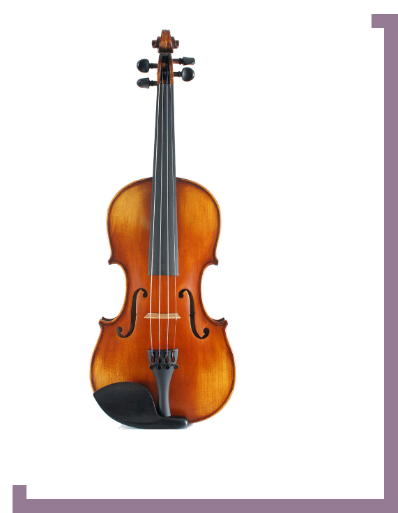 A violin is shown with the bow missing.